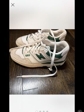 New Balance 550 White with Green Accents Sneakers